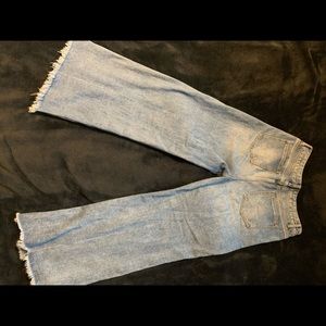 Medium wash wide leg denim jeans